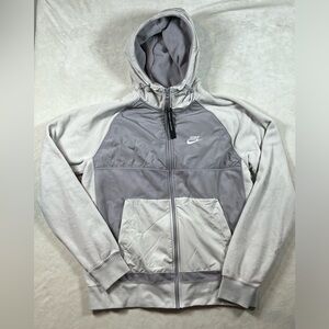NWT Nike Men’s Medium Polar Fleece Gray Full Zip Color Block Coat Jacket